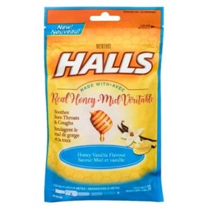 Halls Bag Lozenges Mentho-Lyptus Honey Vanilla