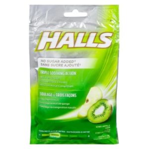 Halls Bag Lozenges Mentho-Lyptus Kiwi Apple No Sugar Added